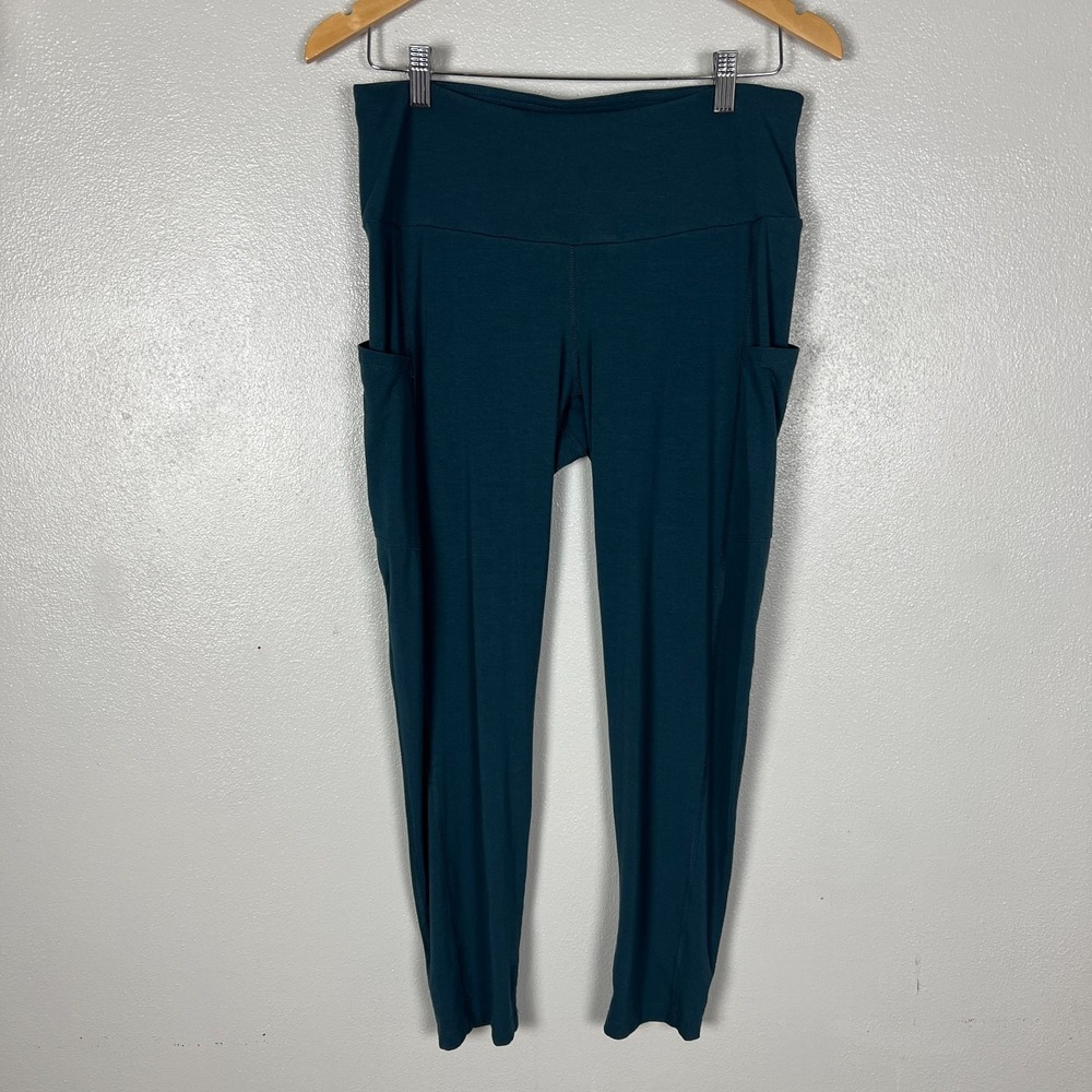 Free Fly All Day Pocket Leggings Womens Large Teal Ankle Solid Athleisure Active